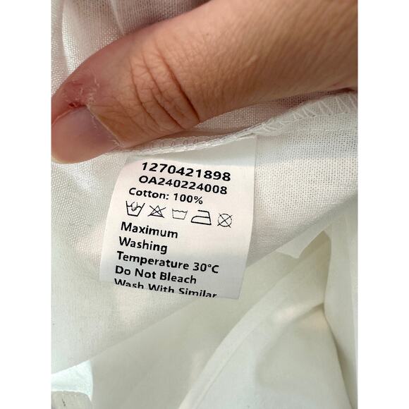 COMMENSE | White Cotton Button Front Ruffle Sleeve Blouse NWT | Size Small - Picture 8 of 8